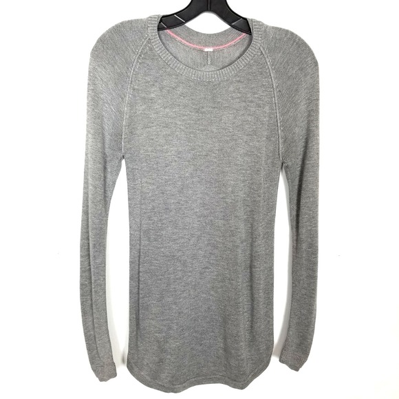 Lululemon Sunshine Coast Long Sleeve Sweater Grey Boolux Cashmere Blend Sz 4 - Picture 1 of 8